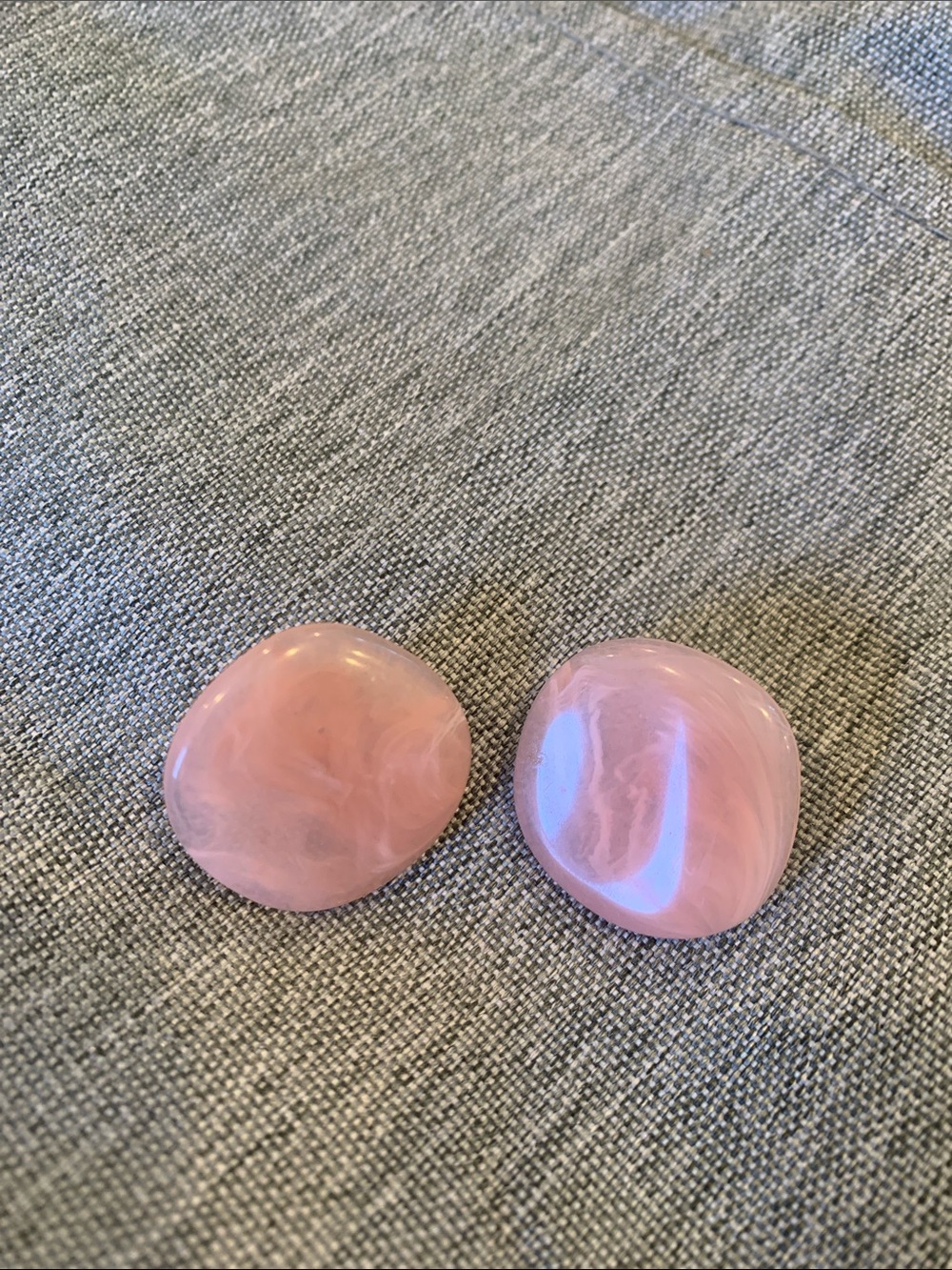 Light Pink Acrylic Marbled Swirl Post Button Stud Statement Wavy Disc Earrings